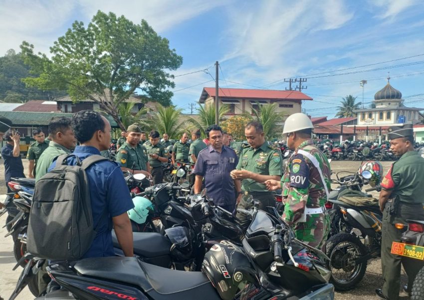 &lrm;Cegah Pelanggaran, Kodim 0107/Aceh Selatan Gelar Pemeriksaan Kendaraan Rutin