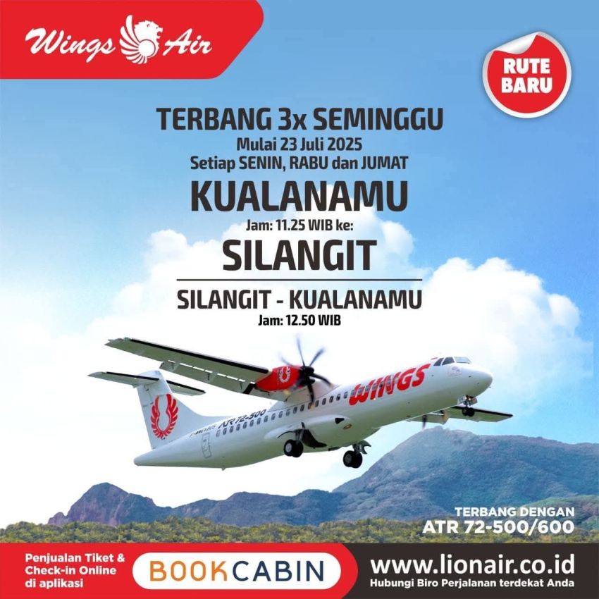 Kabar Gembira, Penerbangan Silangit -Kualanamu Dibuka