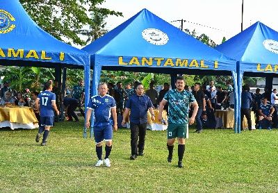 Laga Persahabatan Tim Pemprovsu dan Lantamal I Belawan Imbang 2-2