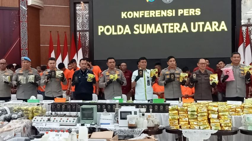 Polda Sumut Amankan 1,2 Ton 3.970 Tersangka Ditangkap