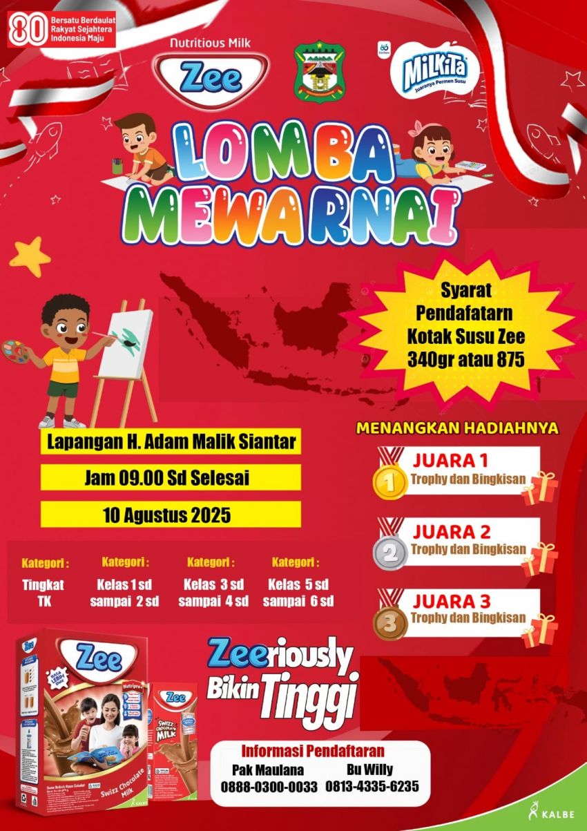 Semarak HUT RI ke-80, Pemko Melalui Kesbangpol Gelar Lomba Mewarnai Anak