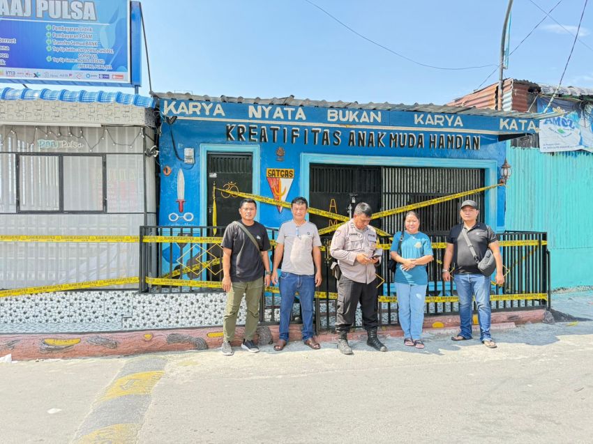 Police Line di Pos Ormas "Pabrik Ekstasi" Sudah Dipasang Kembali