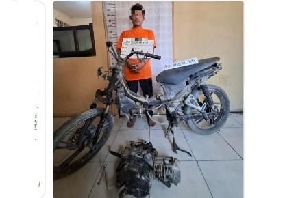 Teman Kerja Gelapan Sepeda Motor di Sei Tampang, Gol Masuk Penjara Di Polsek Bilah Hilir