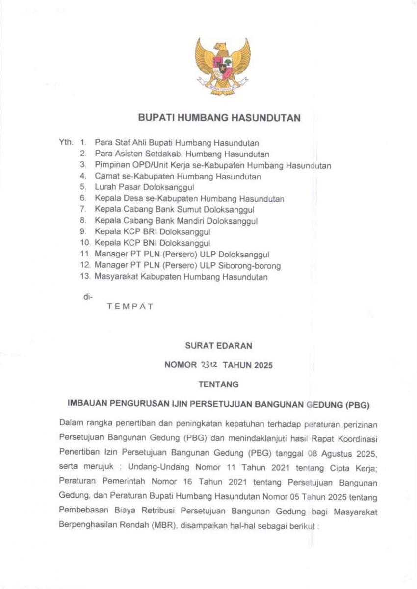 Bupati Oloan Ancam ASN Yang Tidak Urus Ijin Persetujuan PBG Atau SLF