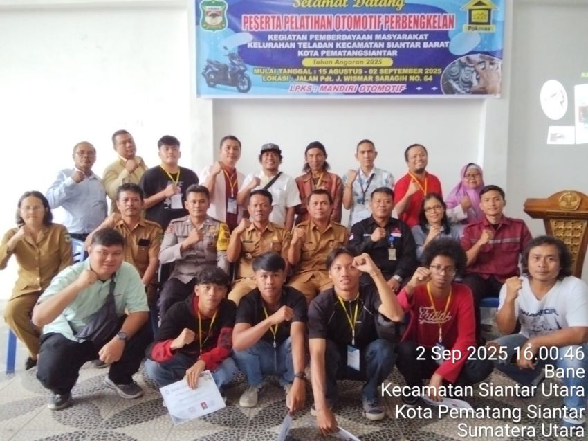 Polsek Siantar Barat Hadir Dalam Penutupan Pelatihan Automotive Perbengkelan, Sampaikan Pesan Kamtibmas