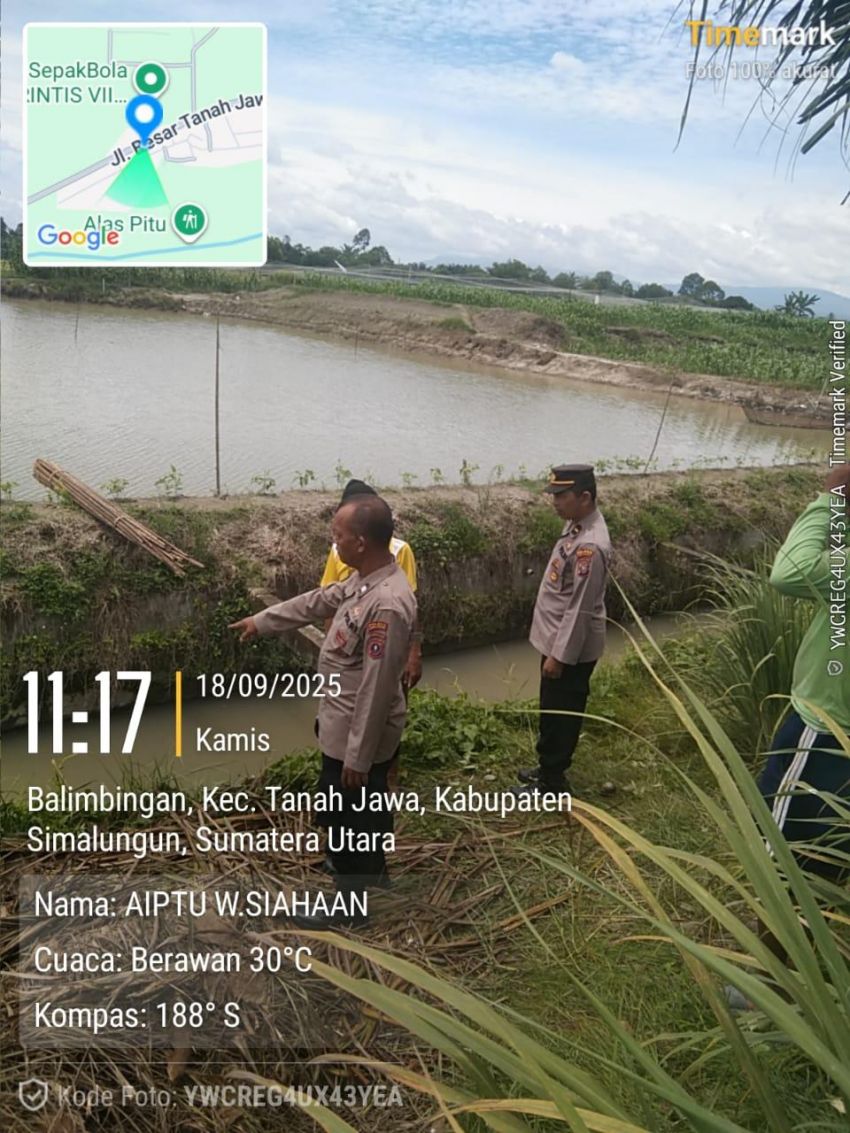 Polsek Tanah Jawa Bertindak Cepat Tangani Penemuan Mayat di Irigasi Simalungun