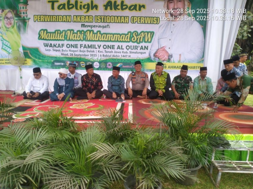 Polsek Tanah Jawa Amankan Tabligh Akbar Maulid Nabi Muhammad SAW, 3.000 Jamaah Hadiri Peringatan di Lapangan Baja Dolok