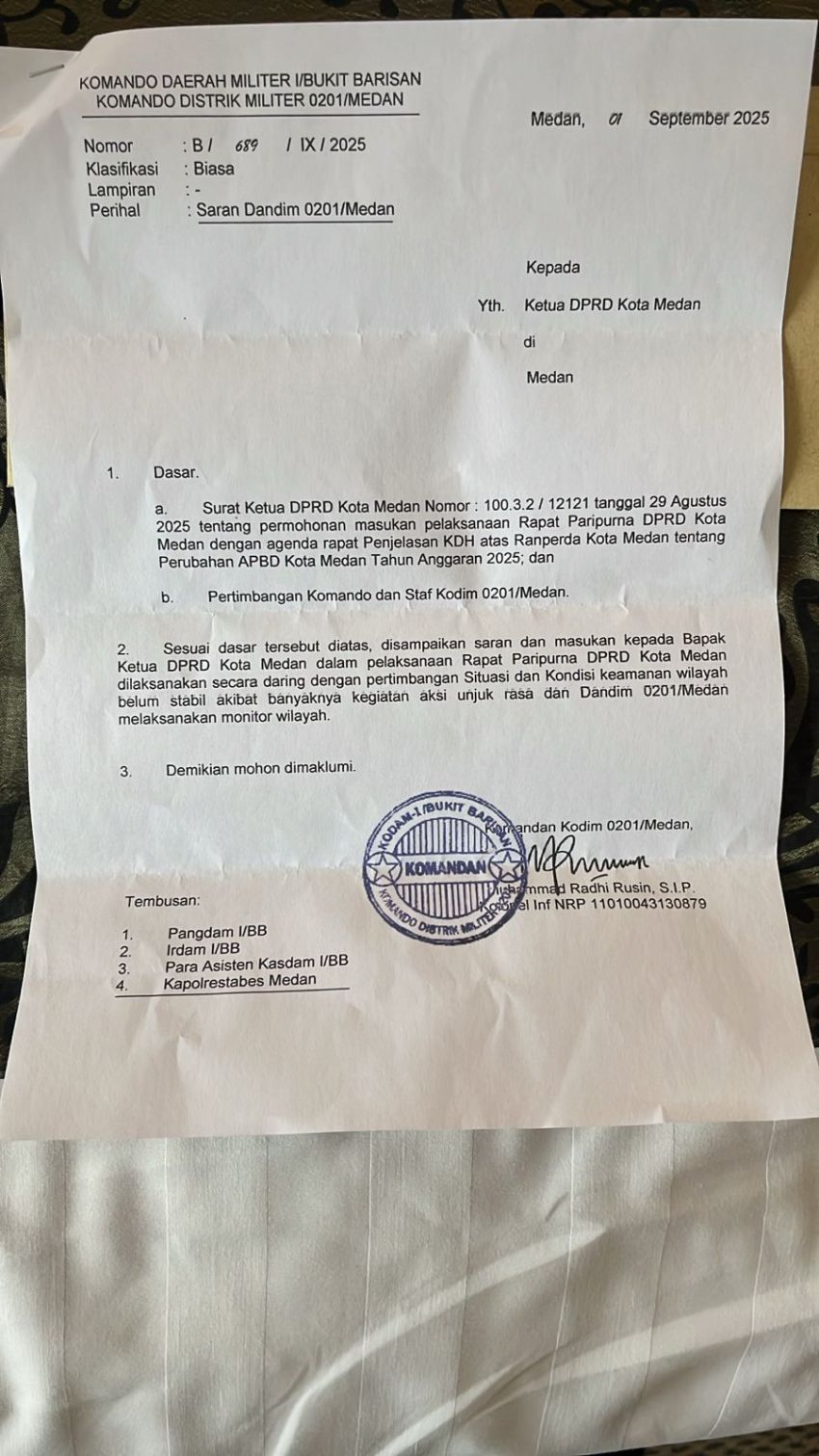 Rapat Paripurna DPRD Medan Digelar Online, Takut Pendemo Rusuh