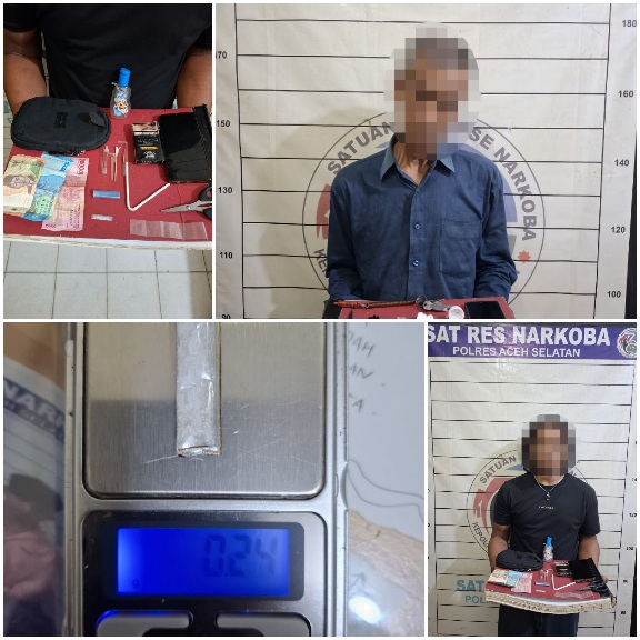 Kurang dari Dua Jam, Dua Residivis Sabu Diciduk Satresnarkoba Aceh Selatan
