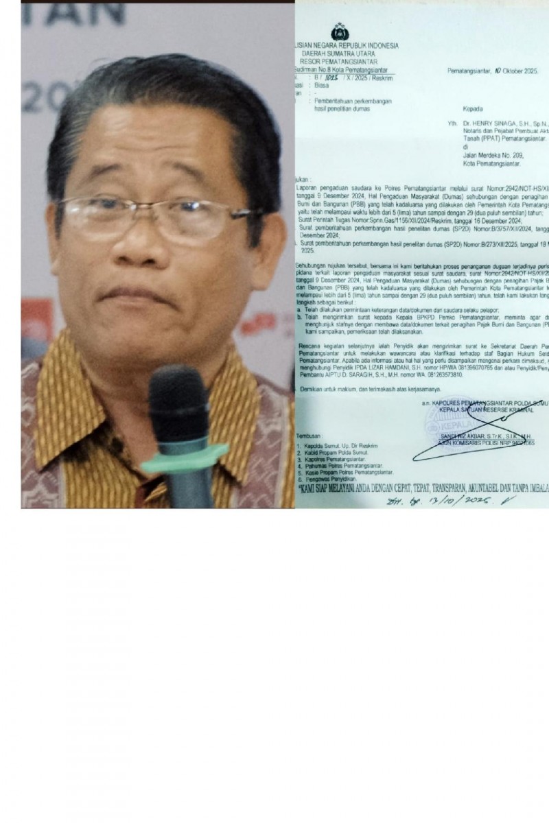 Perkembangan Dumas Dr. Henry Sinaga Terkait Penagihan PBB Kedaluwarsa :Penyidik Akan Wawancarai Staf Bagian Hukum Pemko Siantar