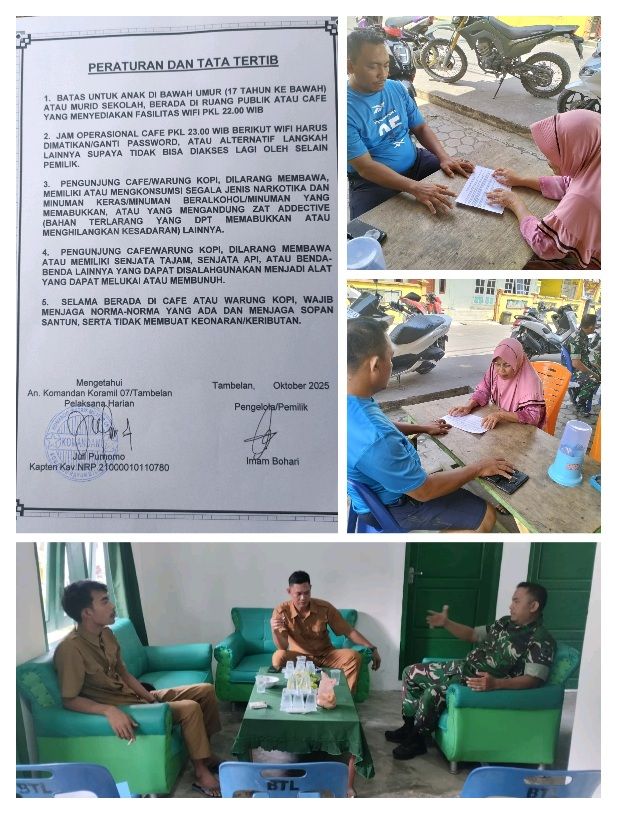 Koramil 07/Tambelan membangun komitmen pengusaha cafe untuk mendukung gerakan peduli lingkungan dan sayang anak