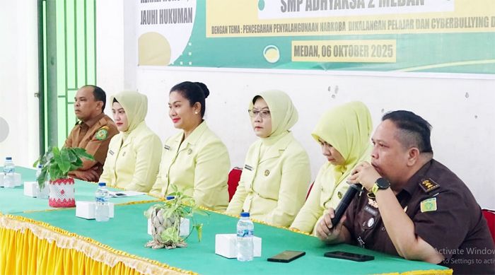 Luhkum di SMP Swasta Adhyaksa 2 Medan, Ny.Tiurmaida Harli Siregar : Jangan Pernah Mencoba Narkoba