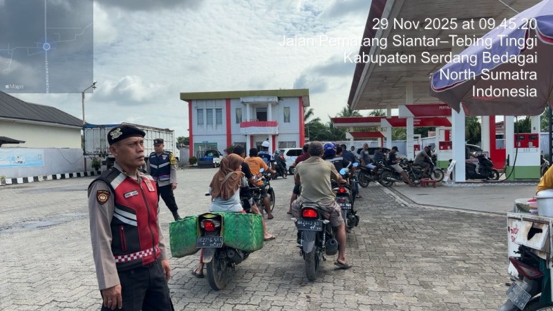 Isu Kelangkaan BBM Pasca Banjir, Polres Tebingtinggi Lakukan Monitoring SPBU