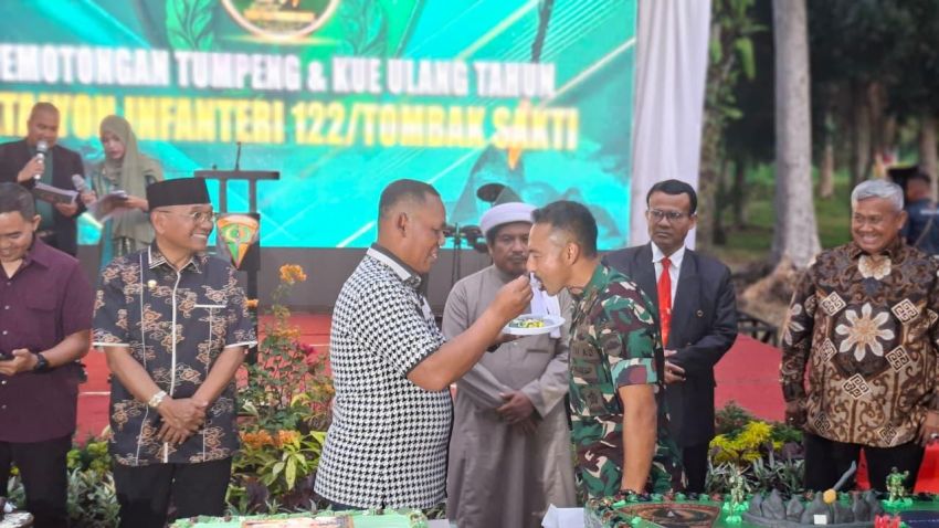 Syukuran HUT Ke-61 Yonif 122/Tombak Sakti, Perkuat Sinergitas TNI-Polri