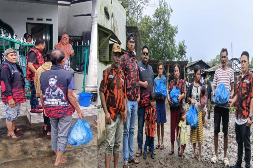 Pemuda Pancasila Ringankan Beban Korban Banjir di Belawan
