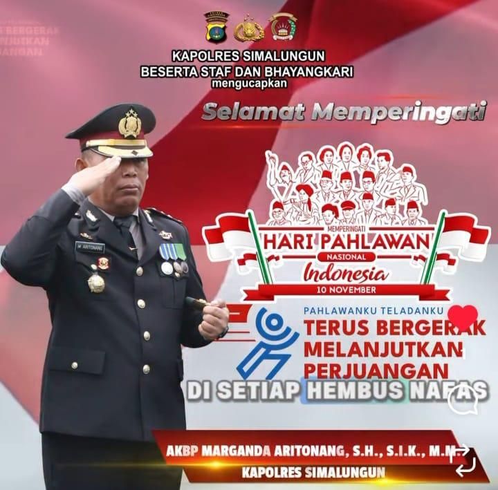 Kapolres Simalungun Ajak Masyarakat Teruskan Perjuangan Pahlawan Menuju Indonesia Emas 2045