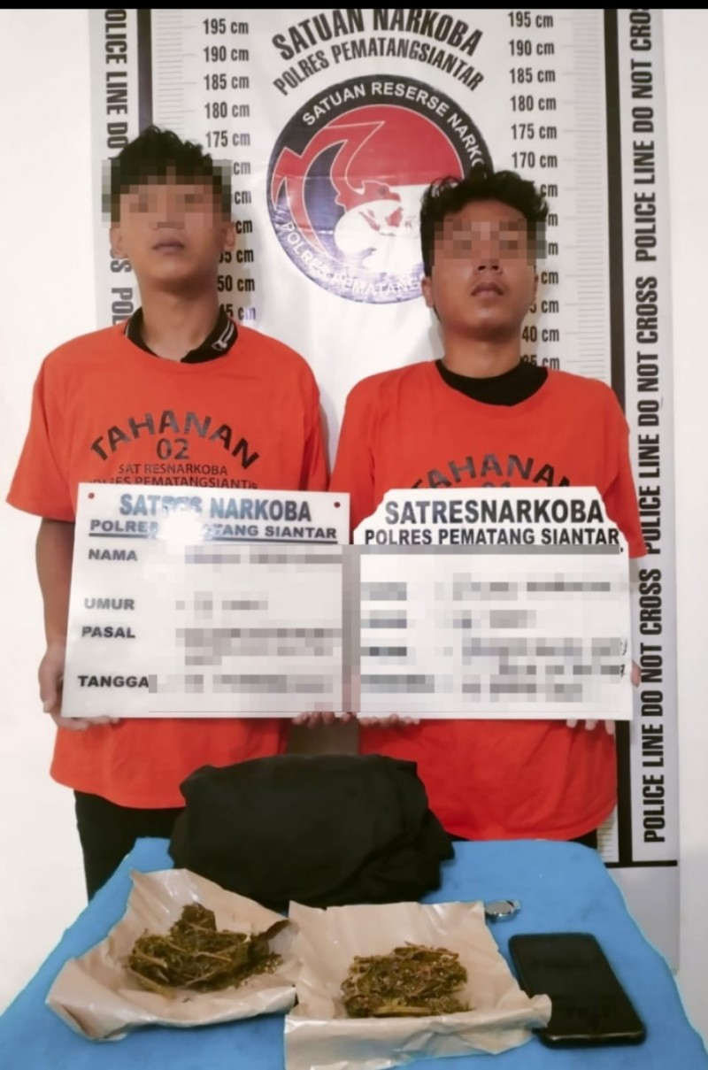 Polres Pematangsiantar Ciduk Dua Pemilik Ganja 31,75 Gram di Jalan Sriwijaya