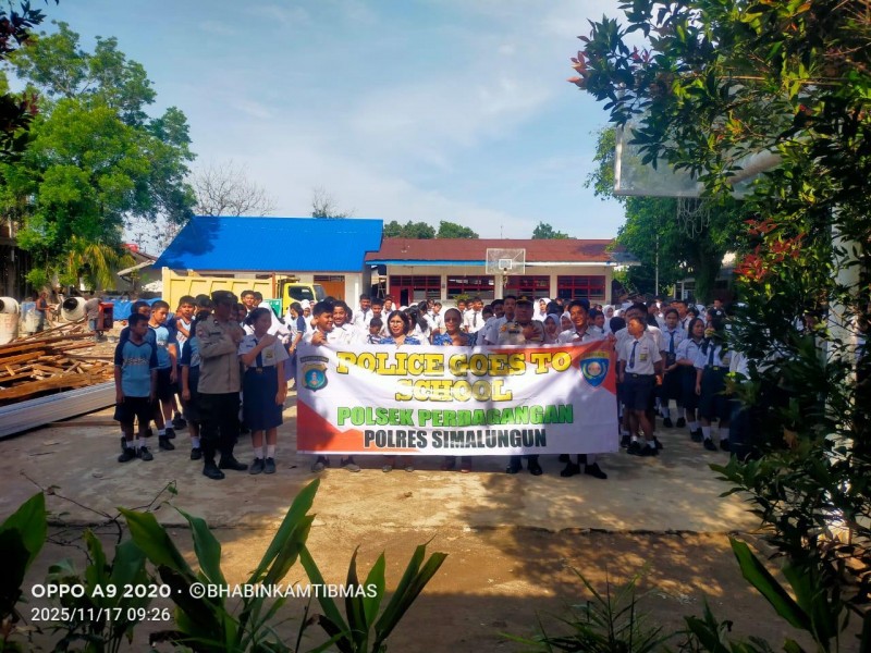 Polsek Perdagangan Gelar Polri Goes to School, Edukasi Siswa SMP Bahaya Narkoba dan Keselamatan Berlalu Lintas