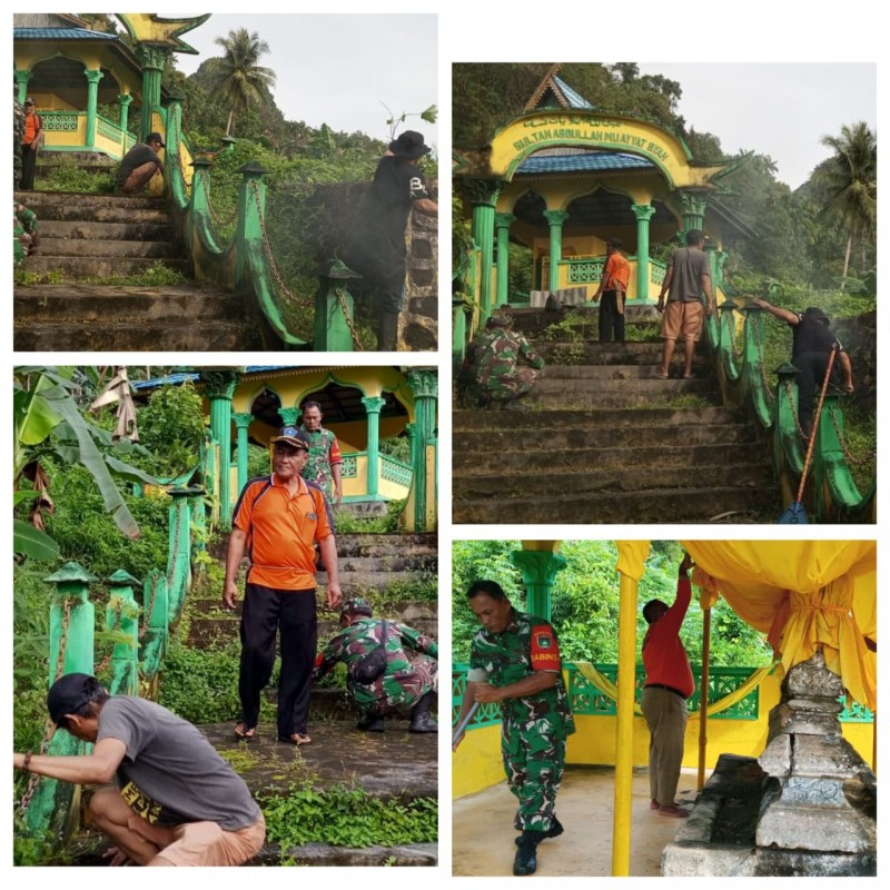 Gelar Jum'at Bersih, Babinsa Koramil 07/Tambelan dan warga Desa Batu Lepuk Kompak Gotong Royong