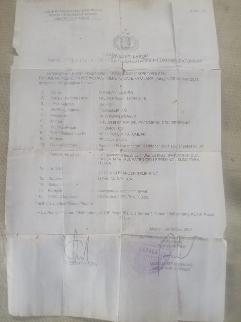 Kinirja Polsek Patumbak Diduga Lamban Layani Laporan Masyarakat