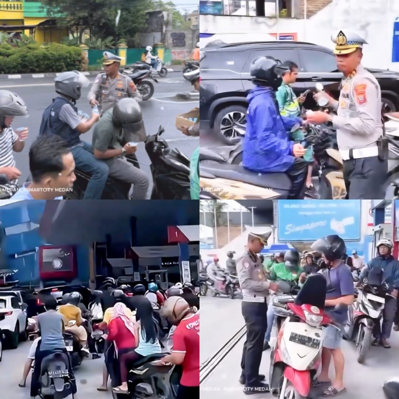 Satlantas Polrestabes Medan Lancarkan Antrean BBM di SPBU Singapore Station 2