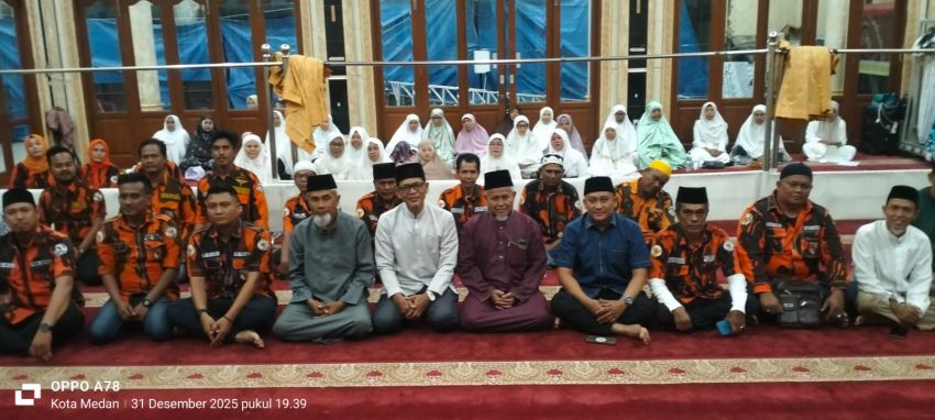 PAC Pemuda Pancasila Medan Denai Hadiri Doa dan Zikir Bersama Menyambut Tahun Baru 2026 di Masjid Nurul Huda