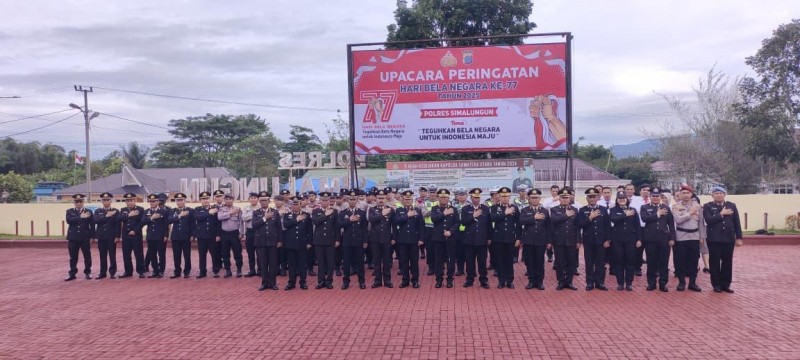 Polres Simalungun Gelar Upacara Hari Bela Negara Ke-77, Kapolres: "Wujudkan Semangat Bela Negara dalam Tindakan Nyata"