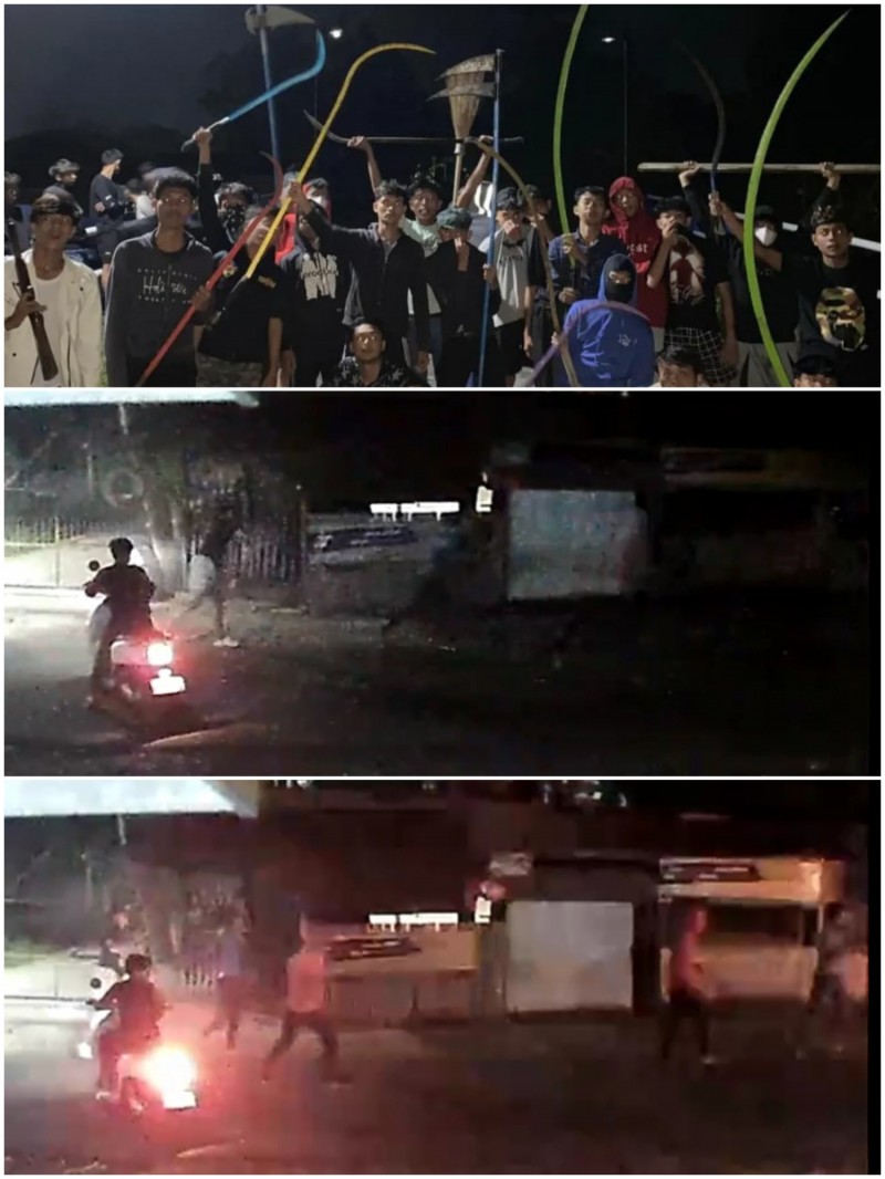 Terekam CCTV, Geng Motor Bersajam Baku Serang di Hamparan Perak