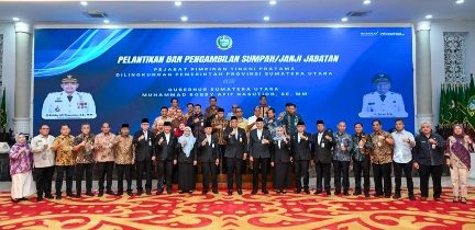 Lantik Empat Pejabat Eselon II, Gubernur Sumut Bobby Nasution Minta Kerja Cepat dan Tepat