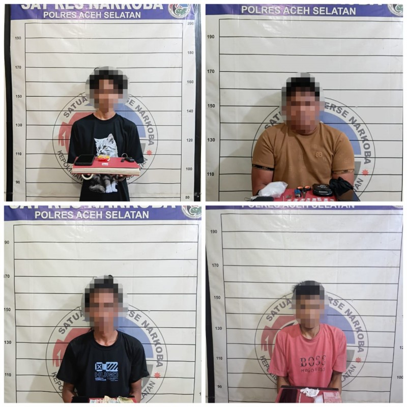 Satresnarkoba Polres Aceh Selatan Bekuk 4 Tersangka Sabu