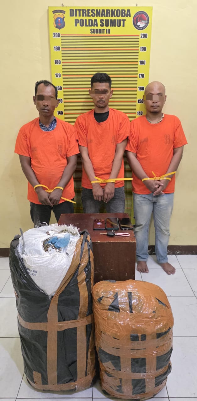 Polda Sumut Gagalkan Peredaran 20 Kg Ganja, 3 Tersangka Ditangkap