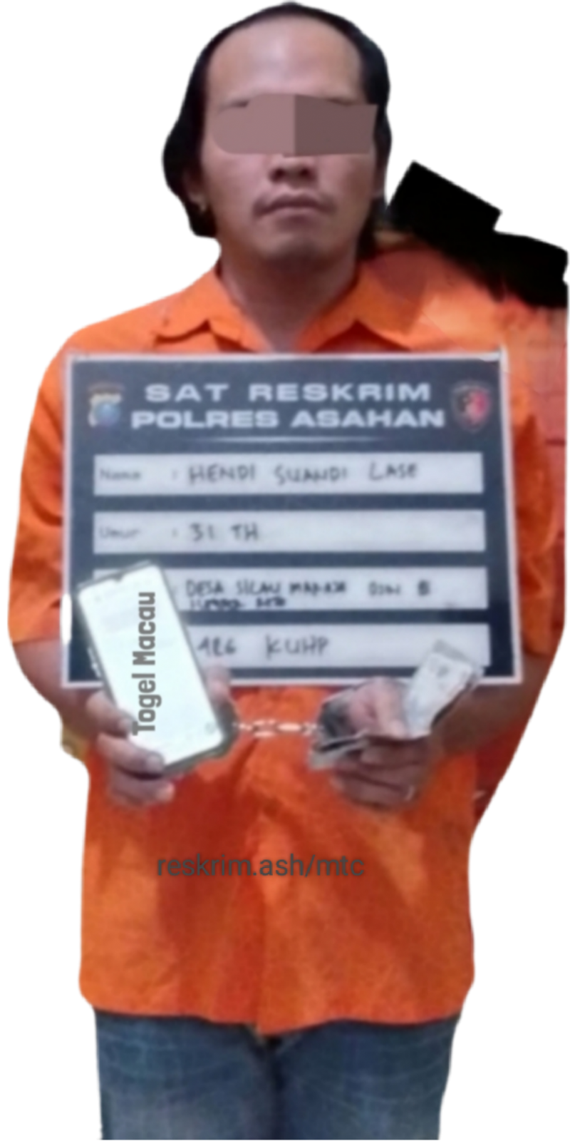 Hendi Suandi Lase" Pengedar Judi Togel Macau Digiling Jatanras Polres Asahan
