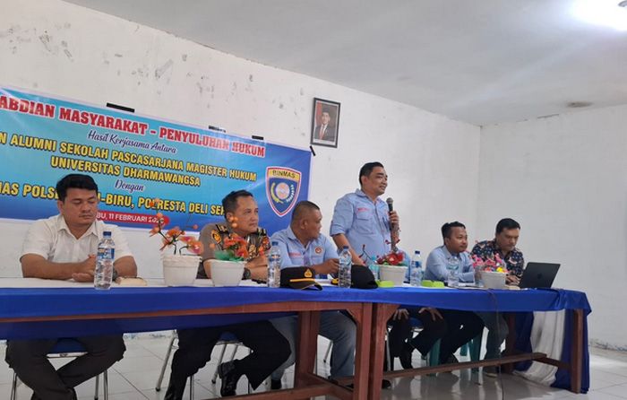 Kerjasama IKA-SPMH Undhar dengan Binmas Polsek Birubiru Gelar Penyuluhan KUHP Baru bagi Warga Desa Sari Laba Jahe