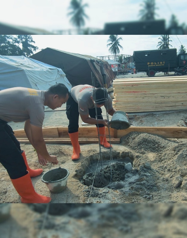 Brimob Batalyon C Kawal Pembangunan Hunian Tetap dan Sementara di Batang Toru