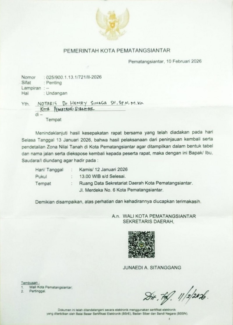 Rapat Peninjauan Kembali Kenaikan NJOP 1.000 persen di Kota Pematangsiantar dilanjutkan lagi.