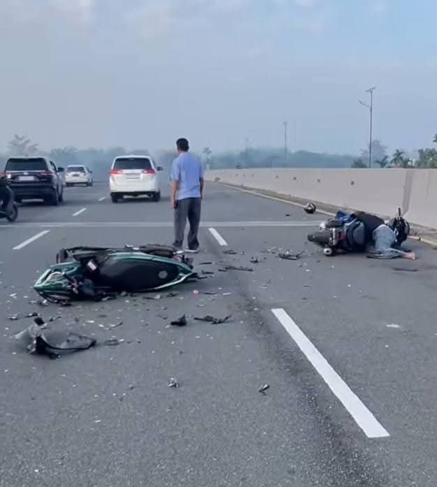 Adu Vario vs PCX Tabrakan di Fly Over Bandara Kualanamu, Dua Luka