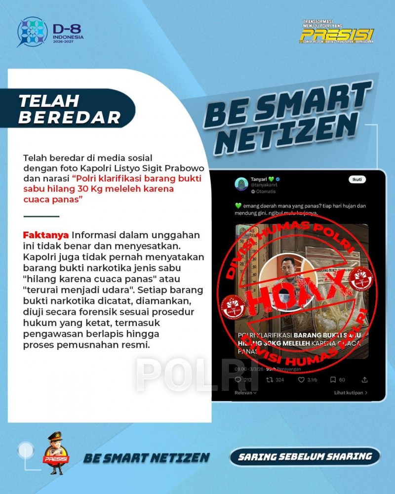 Humas Polres Simalungun Bantah Hoaks Kapolri: Barang Bukti Sabu Tidak Mungkin Hilang Karena Cuaca Panas, Ada Prosedur Ketat!