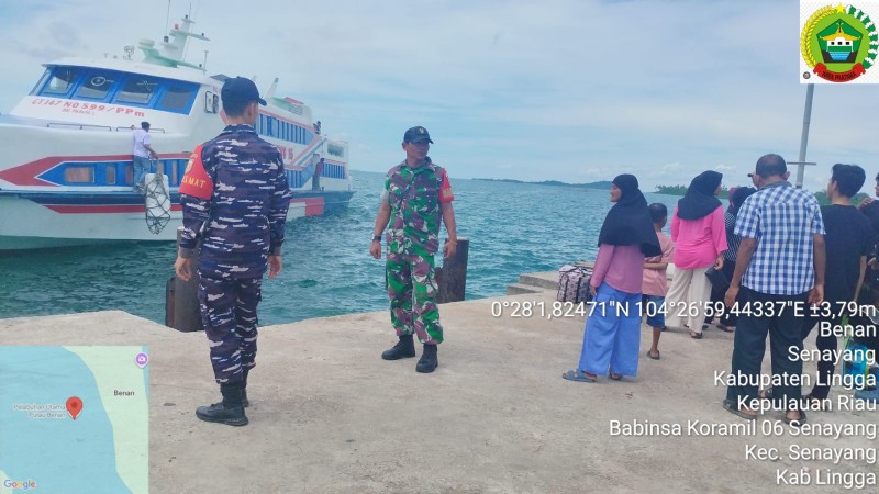 Babinsa Patroli Bersama TNI AL dan Syahbandar Amankan Pelabuhan Keberangkatan Di Desa Mensanak