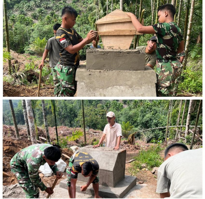 Jelang Penutupan TMMD ke-127 Kodim 0212/Tapsel, Satgas TMMD Bangun Tugu di Pasir Bidang Kecamatan Angkola Sangkunur