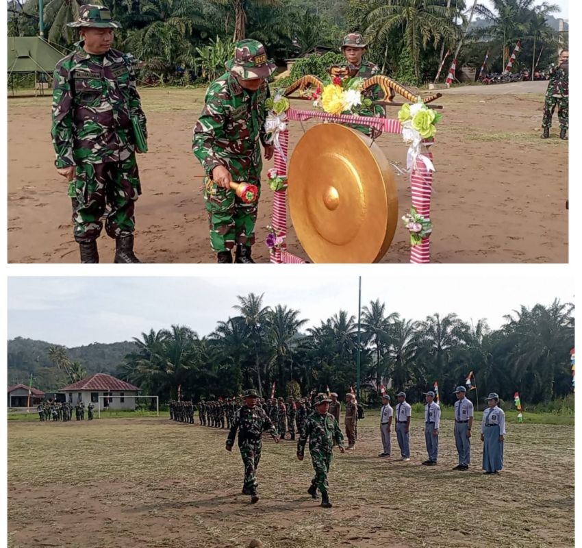 Penutupan TMMD ke-127 Kodim 0212/Tapsel, Kasdim Pimpin Upacara Gladi Kotor di Lapangan Bola Sangkunur