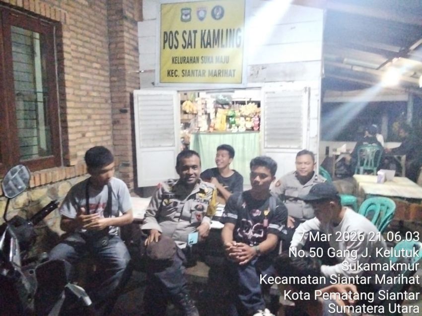 Bhabinkamtibmas Polsek Siantar Marihat Saling di Pos Kamling Jalan Durian