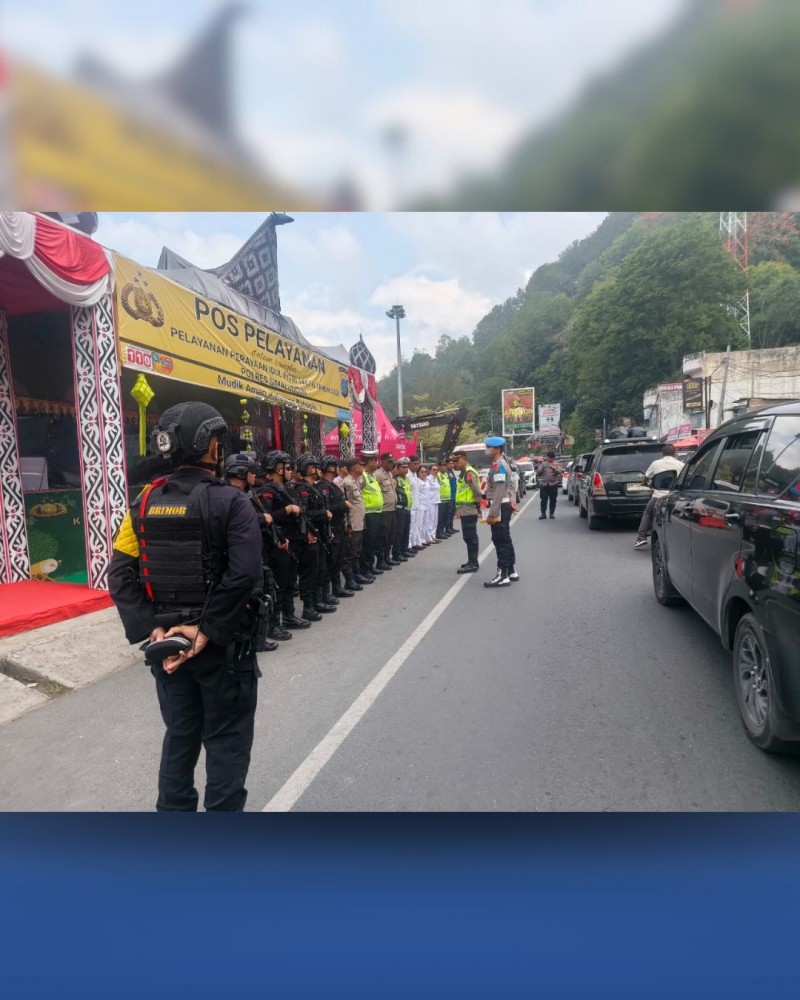 Brimob Sumut Siaga di Parapat, Pastikan Wisatawan Aman Saat Ops Ketupat Toba 2026