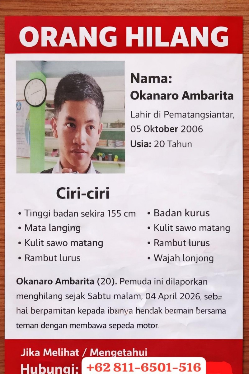 Hilang Seminggu, Polsek Gunung Malela Cari Okanaro Ambarita