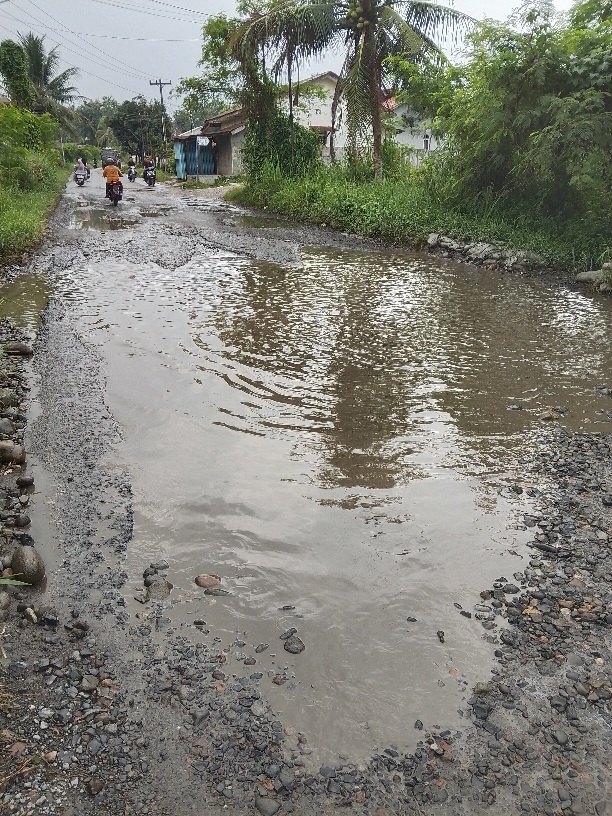 Jalan Dusun l Desa Lantasan Baru Kec.Patumbak Jadi Kubangan Kerbau
