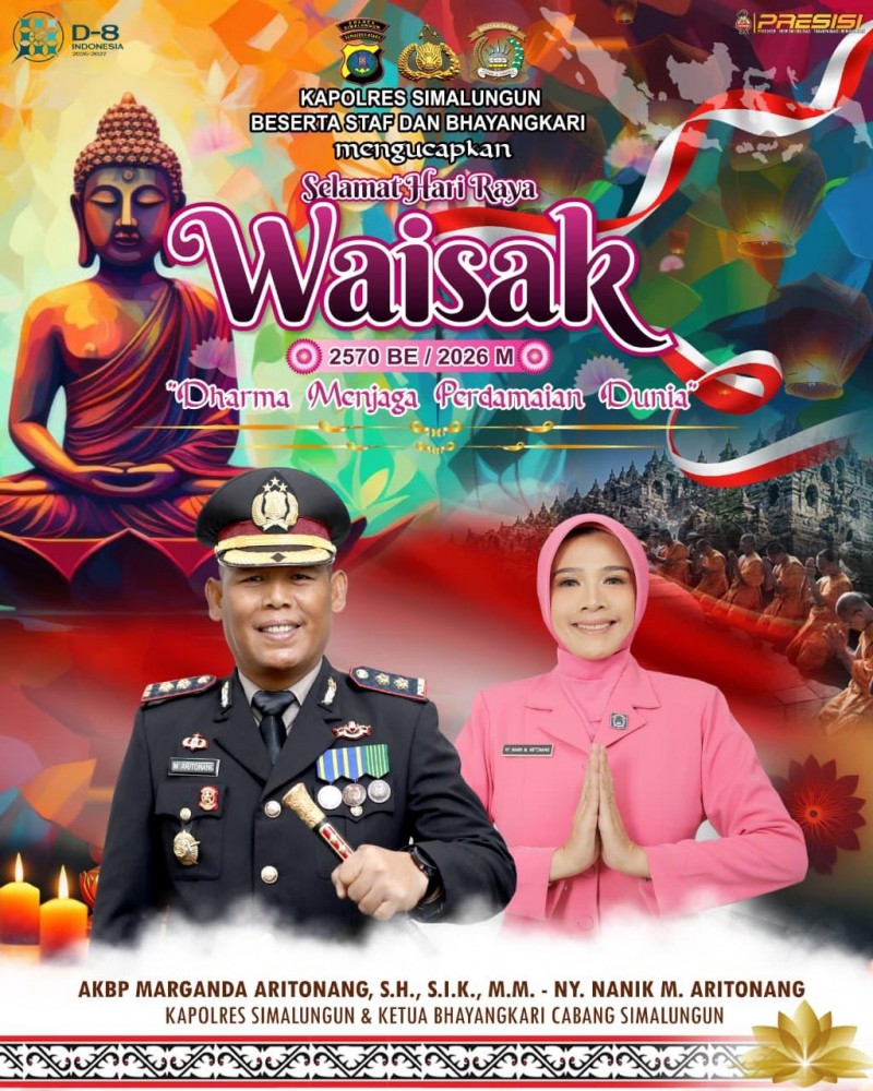 Kapolres Simalungun AKBP Marganda Aritonang Beserta Bhayangkari Sampaikan Selamat Hari Raya Waisak 2570 BE, Ajak Masyarakat Jaga Persatuan Bangsa