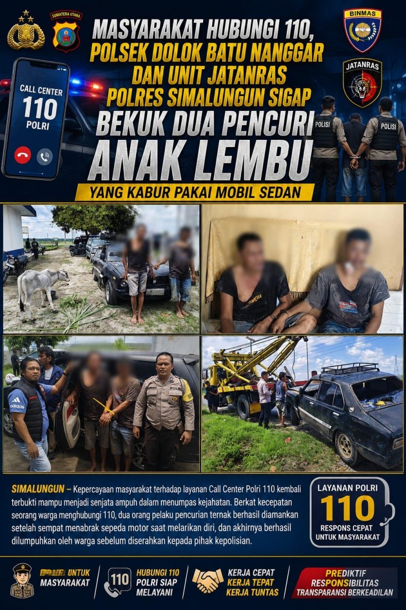 Polsek Dolok Batu Nanggar dan Unit Jatanras Polres Simalungun Sigap Bekuk Dua Pencuri Anak Lembu