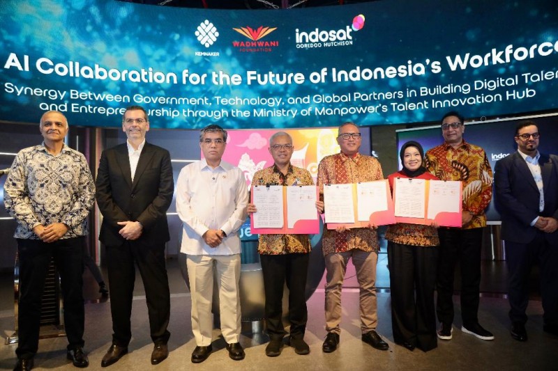 Perkuat Ekosistem Ketenagakerjaan, Kemnaker Teken MoU dengan Wadhwani dan Indosat