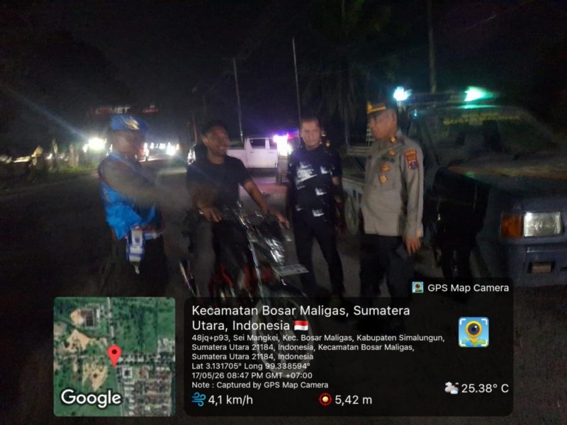 Polsek Bosar Maligas Patroli Blue Light Antisipasi Balap Liar, Geng Motor, dan Kejahatan 3C