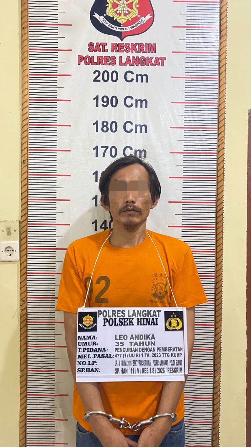 Polsek Hinai Bekuk Pelaku Pencurian Jerjak Besi dan Pintu Rumah