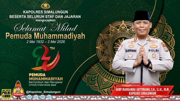 Polres Simalungun Ucapkan Selamat Milad ke-94 Pemuda Muhammadiyah, Wujud Polri Humanis dan Berintegritas
